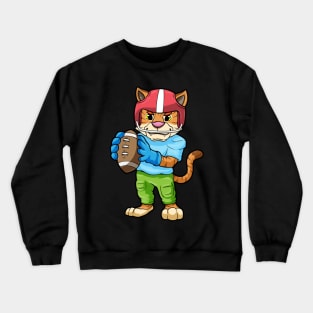 Lion as Footballer with Football and Helmet Crewneck Sweatshirt